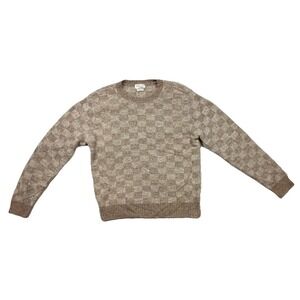 Brixton Sweater Men's Size Medium Tan Waffle Knit Cotton Crewneck Pullover